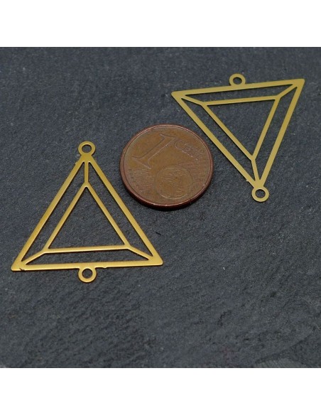 R-2 connecteurs  triangle en métal doré fine et légère 26,1mm x 25,1mm tendance géométrique