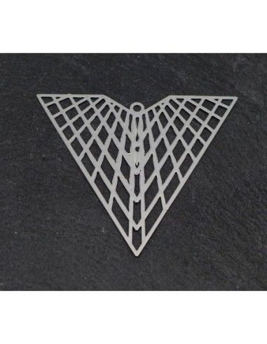1 breloque triangle ajouré aile filigrane en métal argenté fine et légère 41mm x 35mm tendance géométrique