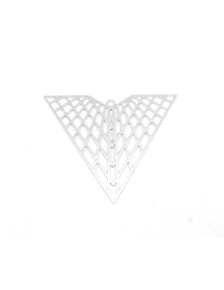 1 breloque triangle ajouré aile filigrane en métal argenté fine et légère 41mm x 35mm tendance géométrique