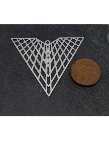 1 breloque triangle ajouré aile filigrane en...