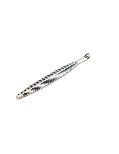 R-3 breloques pendentif navette effilées longue, plume 56,2mm x 5,8mm en métal argenté travaillé
