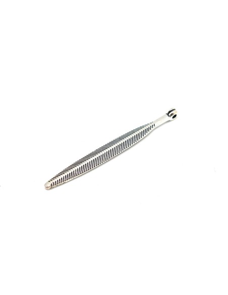 R-3 breloques pendentif navette effilées longue, plume 56,2mm x 5,8mm en métal argenté travaillé