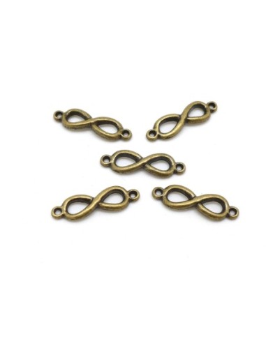 10 mini connecteurs infini en métal de couleur bronze lisse 20,7mm x 6,2mm