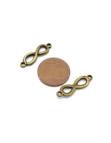 10 mini connecteurs infini en métal de couleur bronze lisse 20,7mm x 6,2mm