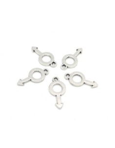 20 Breloques symbole masculin en métal argenté 18mm x 8,6mm