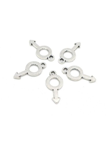 20 Breloques symbole masculin en métal argenté...