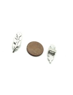 Perles passant plume slide pour lanière de 5mm en métal argenté 2
