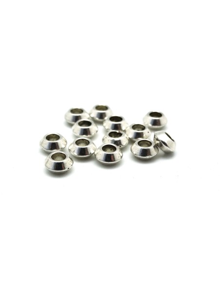 R-50 Perles toupie 6mm en métal argenté