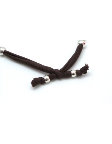 KIT de 2 bracelets en cordon lycra élastique 2 couleurs rouge et marron