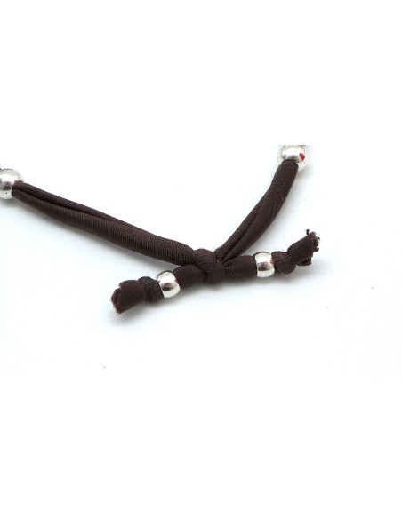 KIT de 2 bracelets en cordon lycra élastique 2 couleurs rouge et marron