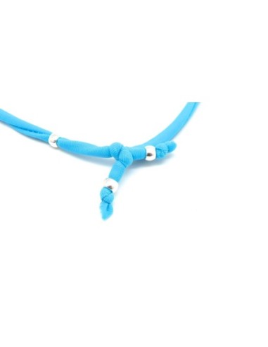 KIT de 2 bracelets en cordon lycra élastique 2 couleurs bleu et mauve