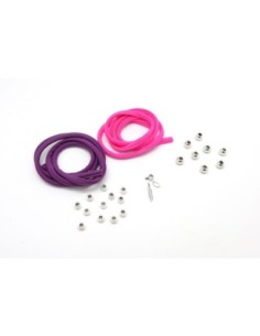 KIT de 2 bracelets en cordon lycra élastique 2 couleurs rose et prune 2