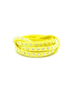 1m cordon de suédine cloutée jaune et clou argent 4,5mm x 2mm - Aspect daim