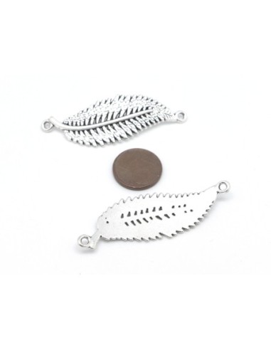 Connecteur intercalaire feuille métal argenté travaillé