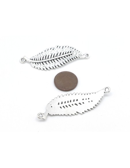 Connecteur intercalaire feuille métal argenté travaillé