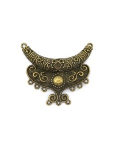 Petit Plastron pendentif63mm en métal de couleur bronze  2