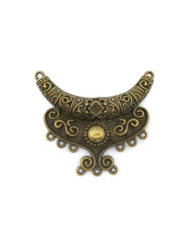 Petit Plastron pendentif63mm en métal de couleur bronze 