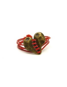 2 coeurs connecteurs à 10 trous, un lacet peut être inséré en métal de couleur  bronze