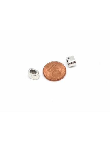 passe cuir argenté pour lanière cuir de 4mm