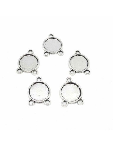 Breloque pour cabochon de 12mm en métal argenté