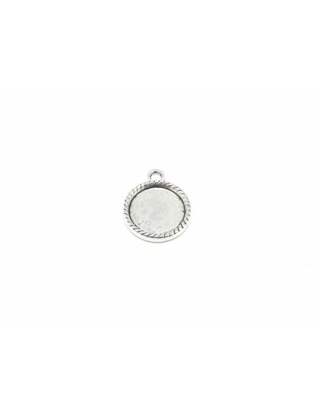 Lot de 5 Supports cabochon rond pendentif pour cabochon de 14mm - 15mm en métal argenté 