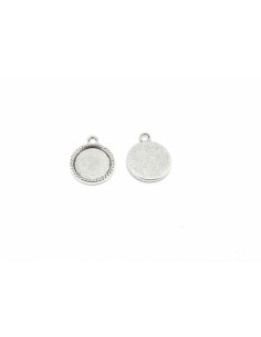 Lot de 5 Supports cabochon rond pendentif pour cabochon de 14mm - 15mm en métal argenté  2