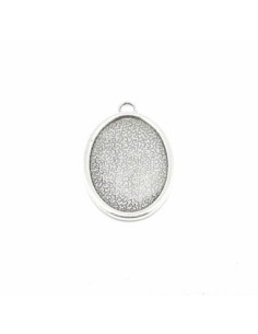 Grand Support cabochon en métal argenté double face pour cabochon de 39mm x 28mm