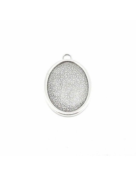 Grand Support cabochon en métal argenté double face pour cabochon de 39mm x 28mm