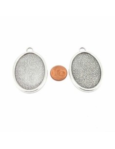 Grand Support cabochon en métal argenté double face pour cabochon de 39mm x 28mm 2