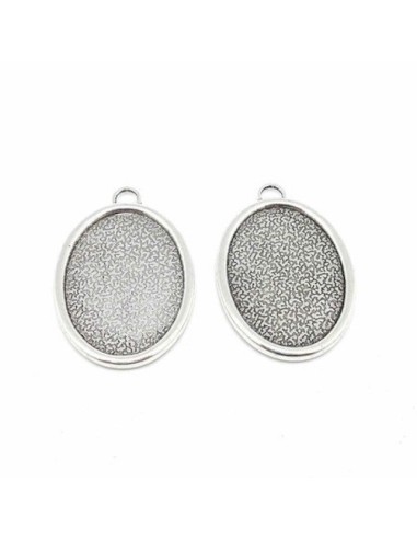 Support cabochon pendentif argenté ovale
