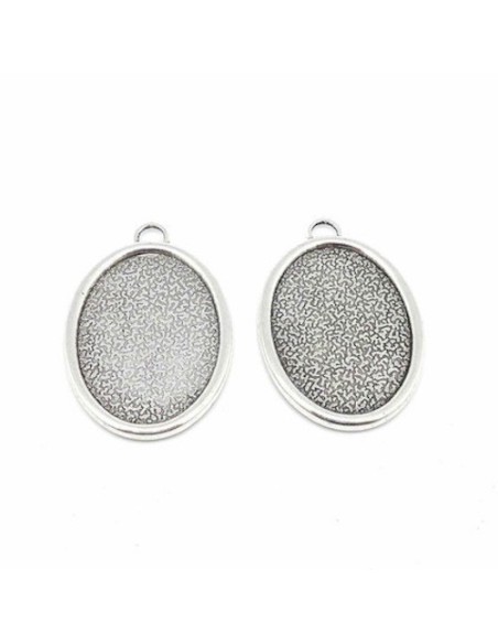 Support cabochon pendentif argenté ovale