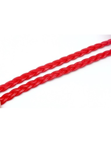 Lot de 6 fois 70cm lanière tressé 8mm simili cuir, cuir synthétique de couleur noir, marron, rouge, bleu vif, parme et rose