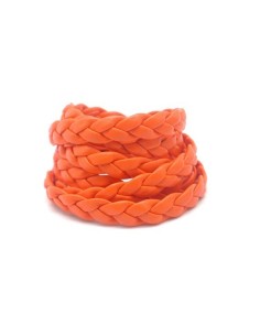 70cm lanière tressé 8mm simili cuir, cuir synthétique de couleur orange
