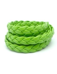70cm lanière tressé 8mm simili cuir, cuir synthétique de couleur vert anis