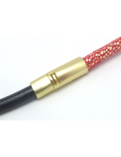 Fermoir aimanté tube arrondi pour cordon de 6mm en métal doré mat