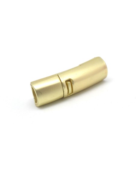 Fermoir aimanté tube arrondi pour cordon de 6mm en métal doré mat
