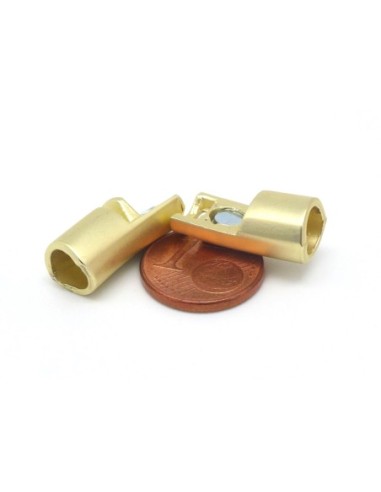 Fermoir aimanté tube arrondi pour cordon de 6mm en métal doré mat