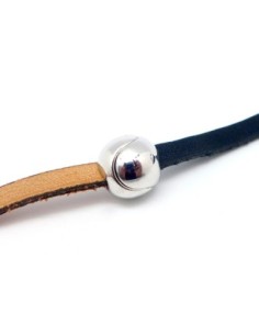 Fermoir aimanté boule pour lanière de 5mm en métal argenté