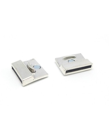 Fermoir aimanté manchette 20mm pour bracelet multirangs en métal argenté 