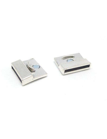 Fermoir aimanté manchette 20mm pour bracelet multirangs en métal argenté 
