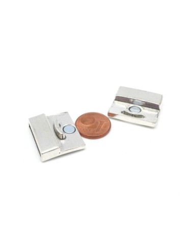 Fermoir aimanté manchette 20mm pour bracelet multirangs en métal argenté 