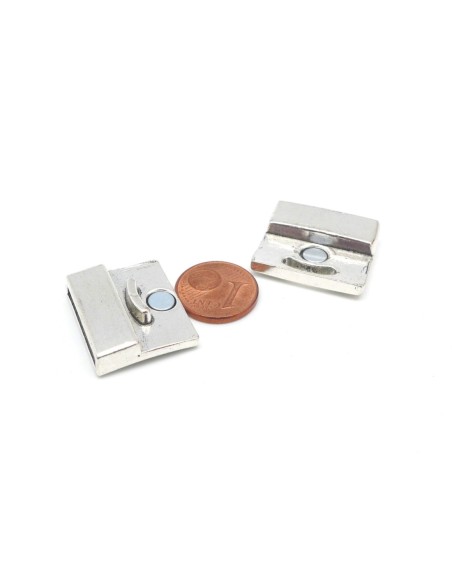 Fermoir aimanté manchette 20mm pour bracelet multirangs en métal argenté 