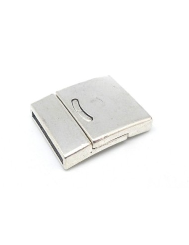 Fermoir aimanté manchette 20mm pour bracelet multirangs en métal argenté 