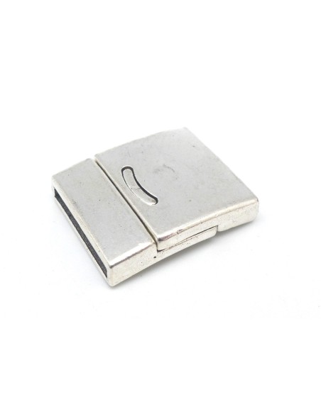 Fermoir aimanté manchette 20mm pour bracelet multirangs en métal argenté 