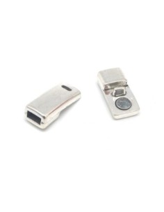 Fermoir aimanté rectangle pour lanière de 6mm en métal argenté lisse 2