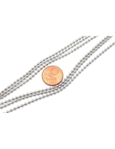 Chaine bille argenté 2mm en acier inox