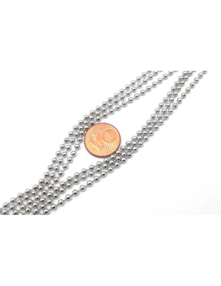 Chaine boule argenté en acier inox