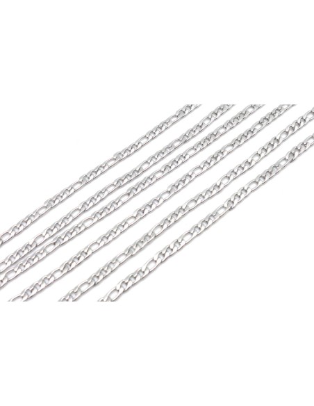 1m de chaînette maille figaro fine en acier inoxydable résistante maillon 4,5mm x 2,6mm de couleur argent 
