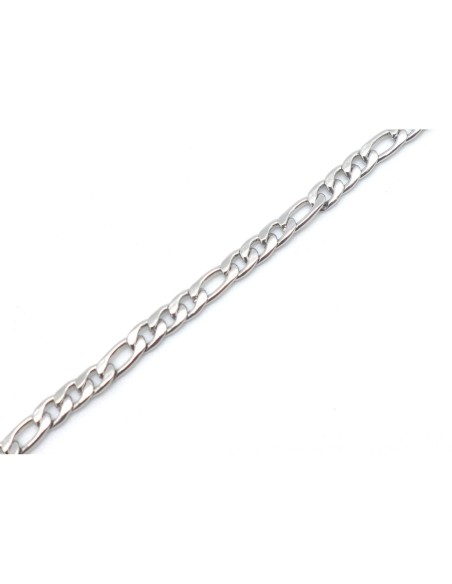 1m de chaînette maille figaro fine en acier inoxydable résistante maillon 4,5mm x 2,6mm de couleur argent 