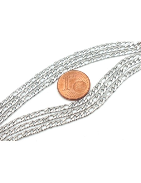 1m de chaînette maille figaro fine en acier inoxydable résistante maillon 4,5mm x 2,6mm de couleur argent 